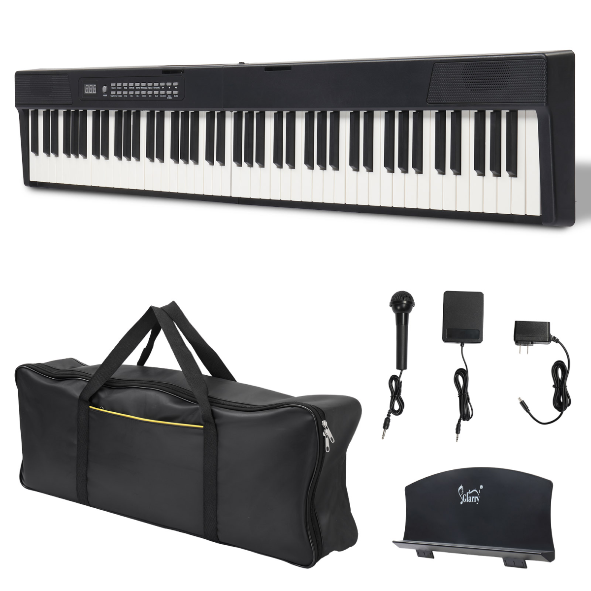 Glarry GPPS01-106 88 Key Folding Piano Semi-Weighted Standard Keyboards Digital Piano with MIDI Bluetooth, Handbag，Headphone，for Piano Lover Black color