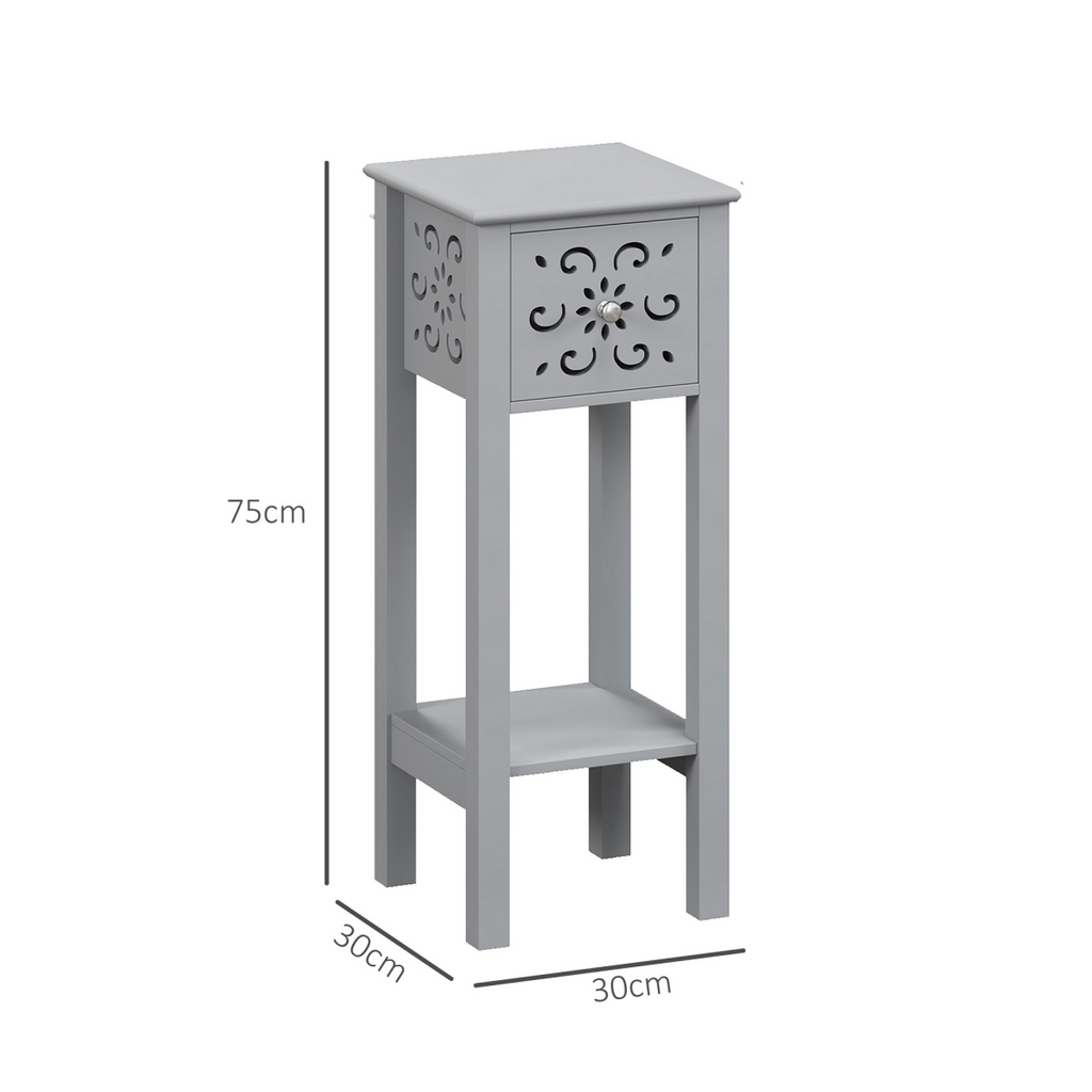 Elegant Floral Design Grey MDF Storage Unit Set