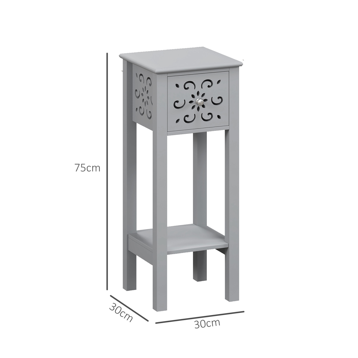 Elegant Floral Design Grey MDF Storage Unit Set