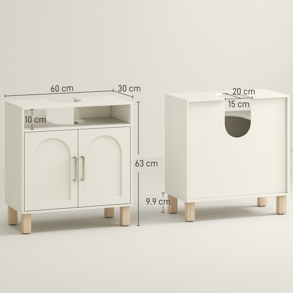 HOMCOM Under Sink Bathroom Cabinet for Basin without Pedestal, Cream White