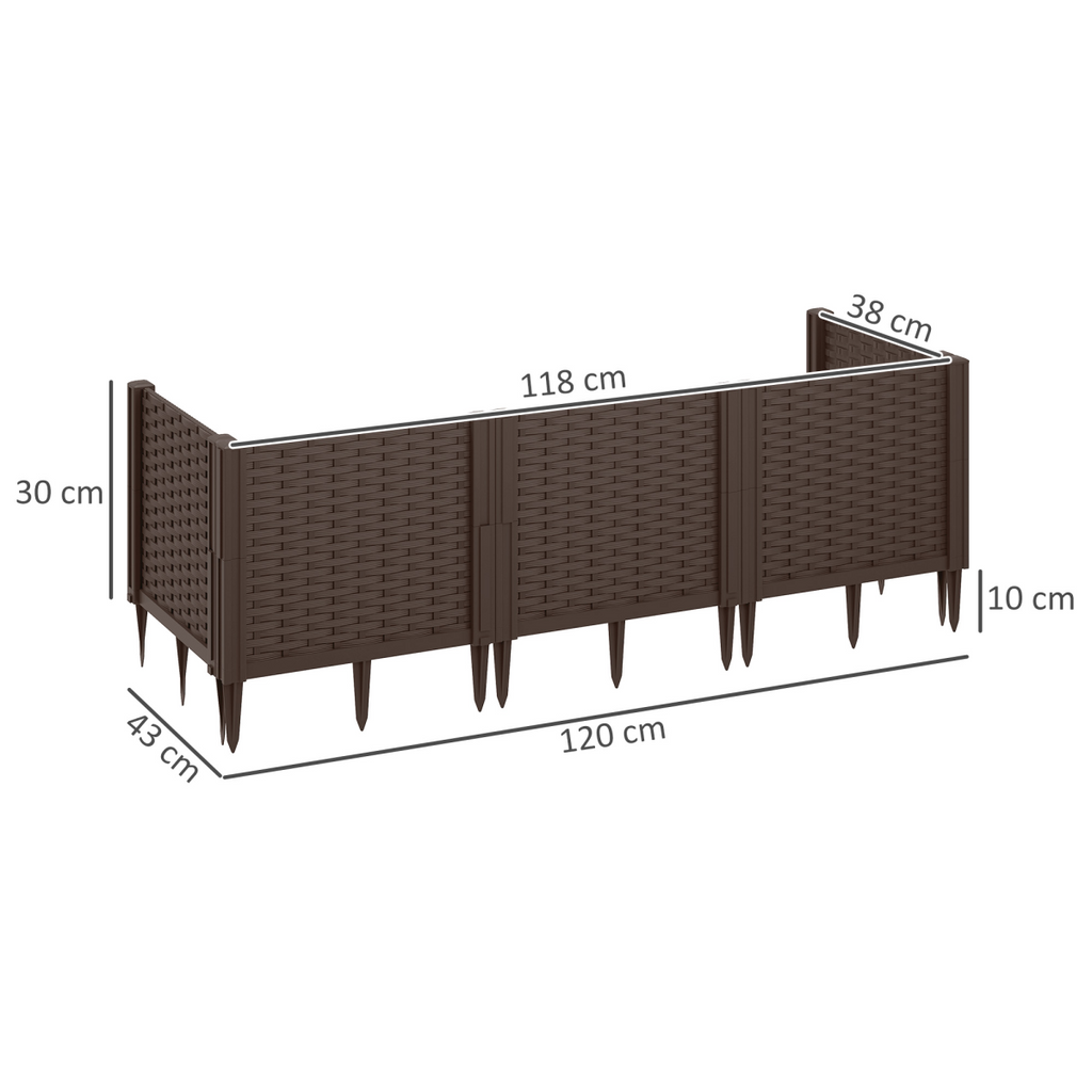 Outsunny Plastic Planter Box Kit, Modular Raised Bed for Flowers, Herbs