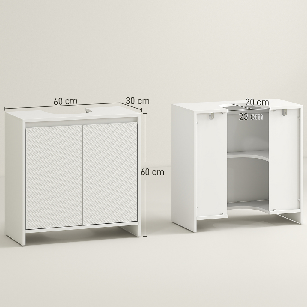 HOMCOM Freestanding Under Sink Cabinet with 2 Doors and Shelf, White