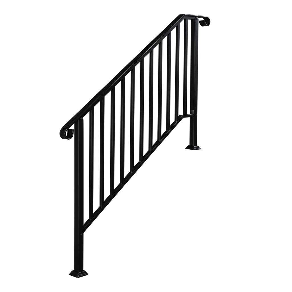 [Same Code：81504920 40310676]Artisasset Matte Black Outdoor 4 Level Iron Handrail