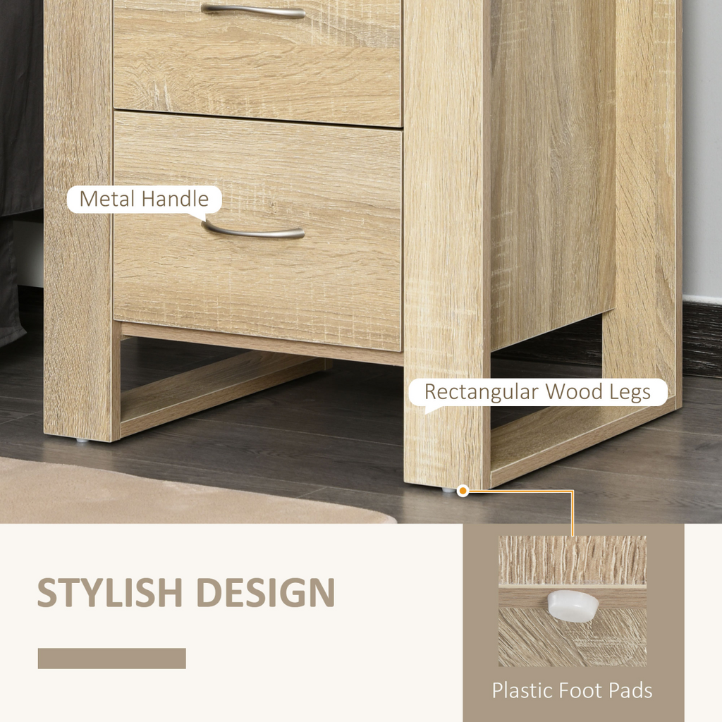 Particle Board 2-Drawer Bedside Table Natural