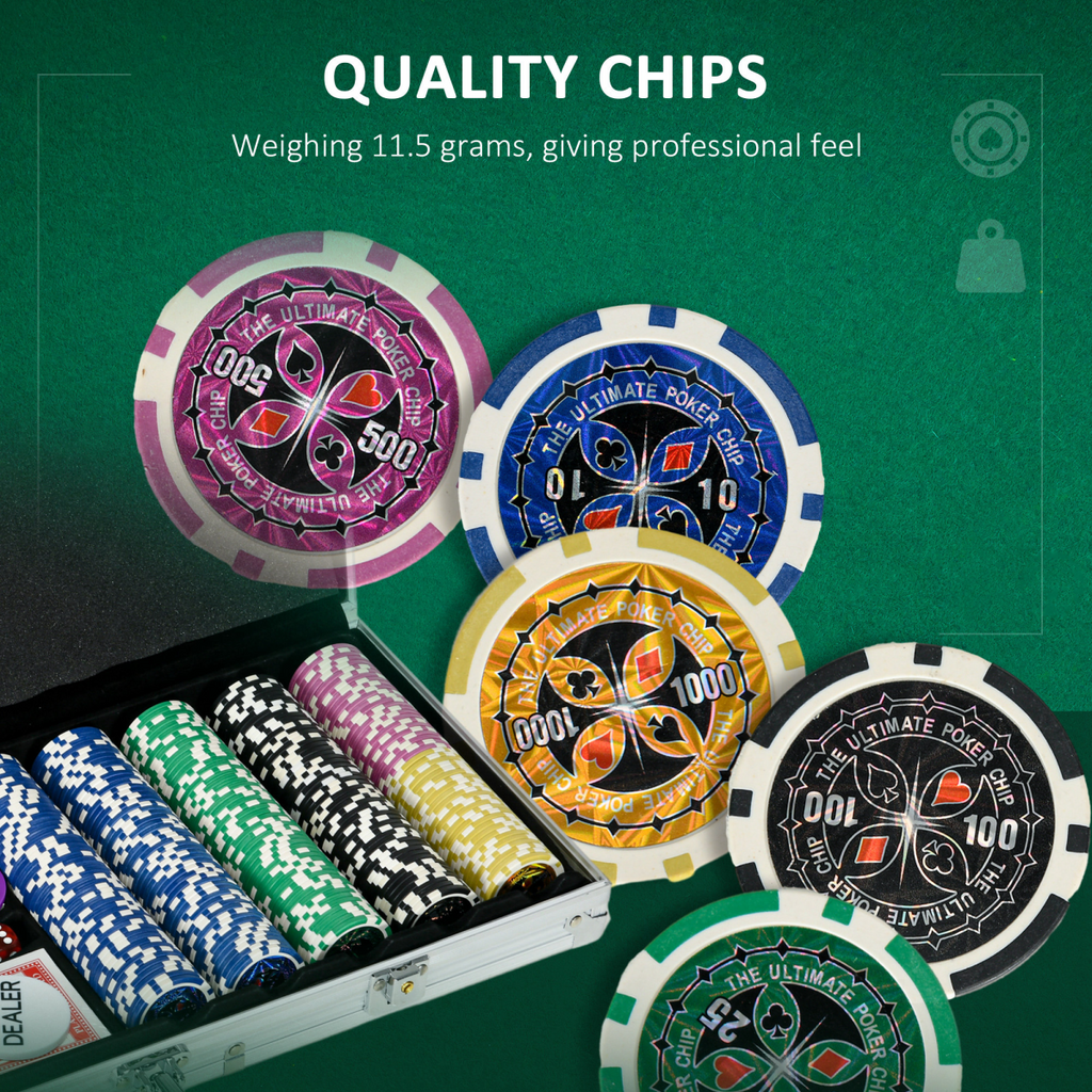 SPORTNOW 500-Piece Poker Chips Set with Mat, Aluminium Case, Two Decks of Cards