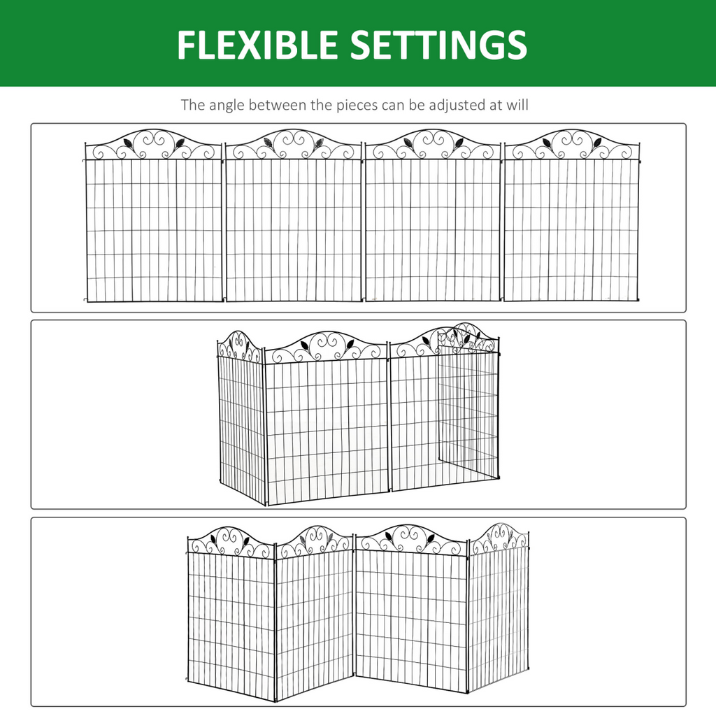 Garden Decorative Fence 4 Panels 44in x 12ft Steel Wire Border Edging Outsunny