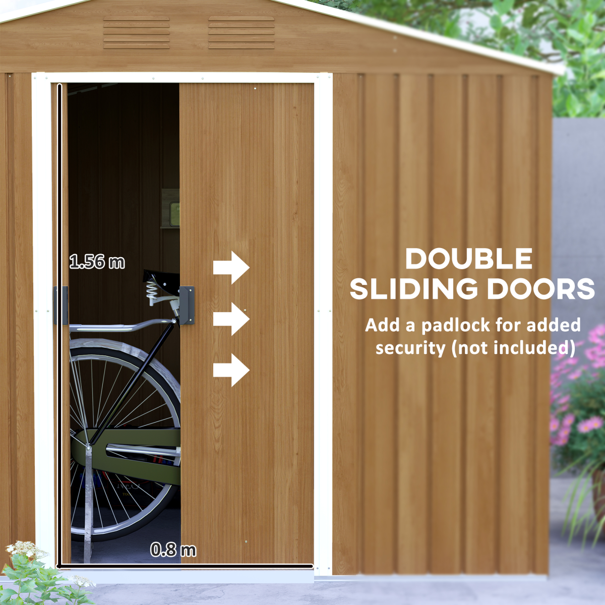 Outsunny 8 x 6ft Garden Storage Shed with Double Door Chocolate Wood Effect