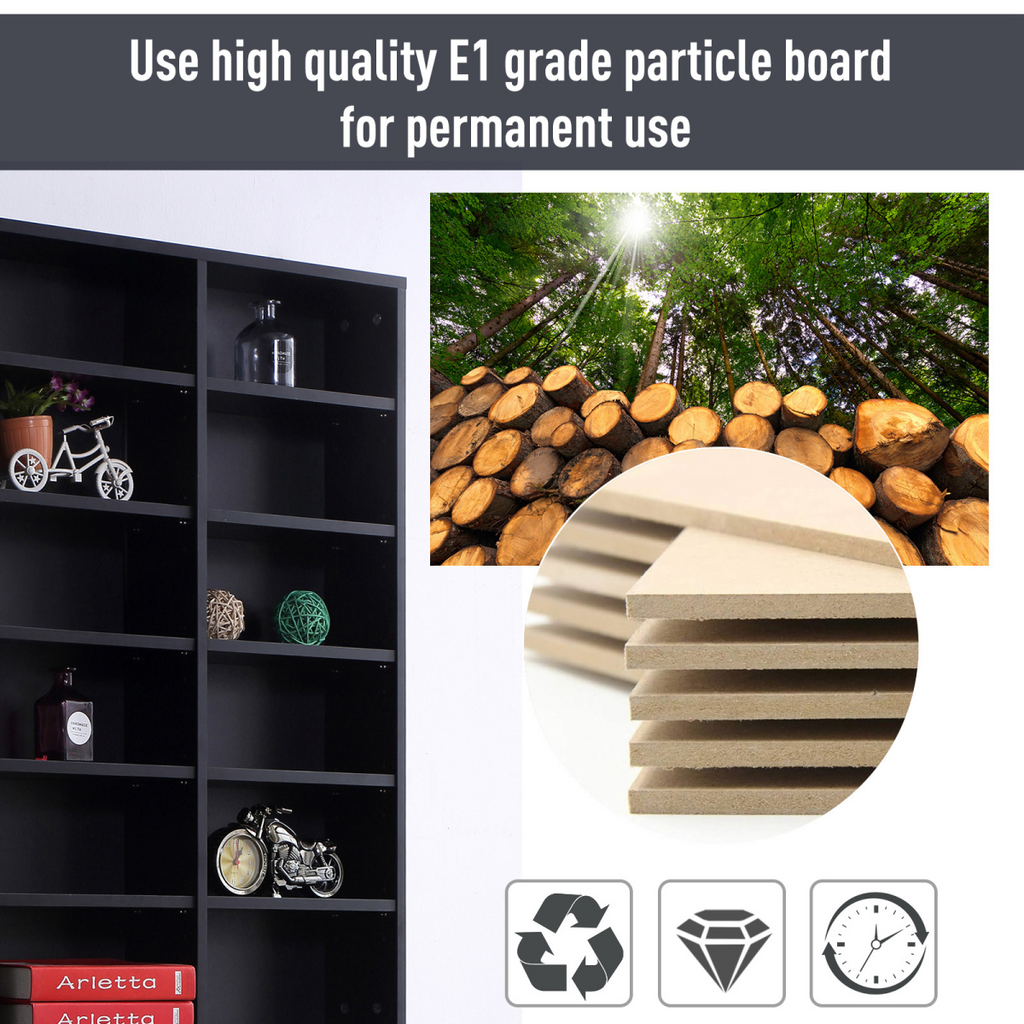 HOMCOM CD DVD Media Storage Shelves Display Shelf Racks Wooden Frame Black
