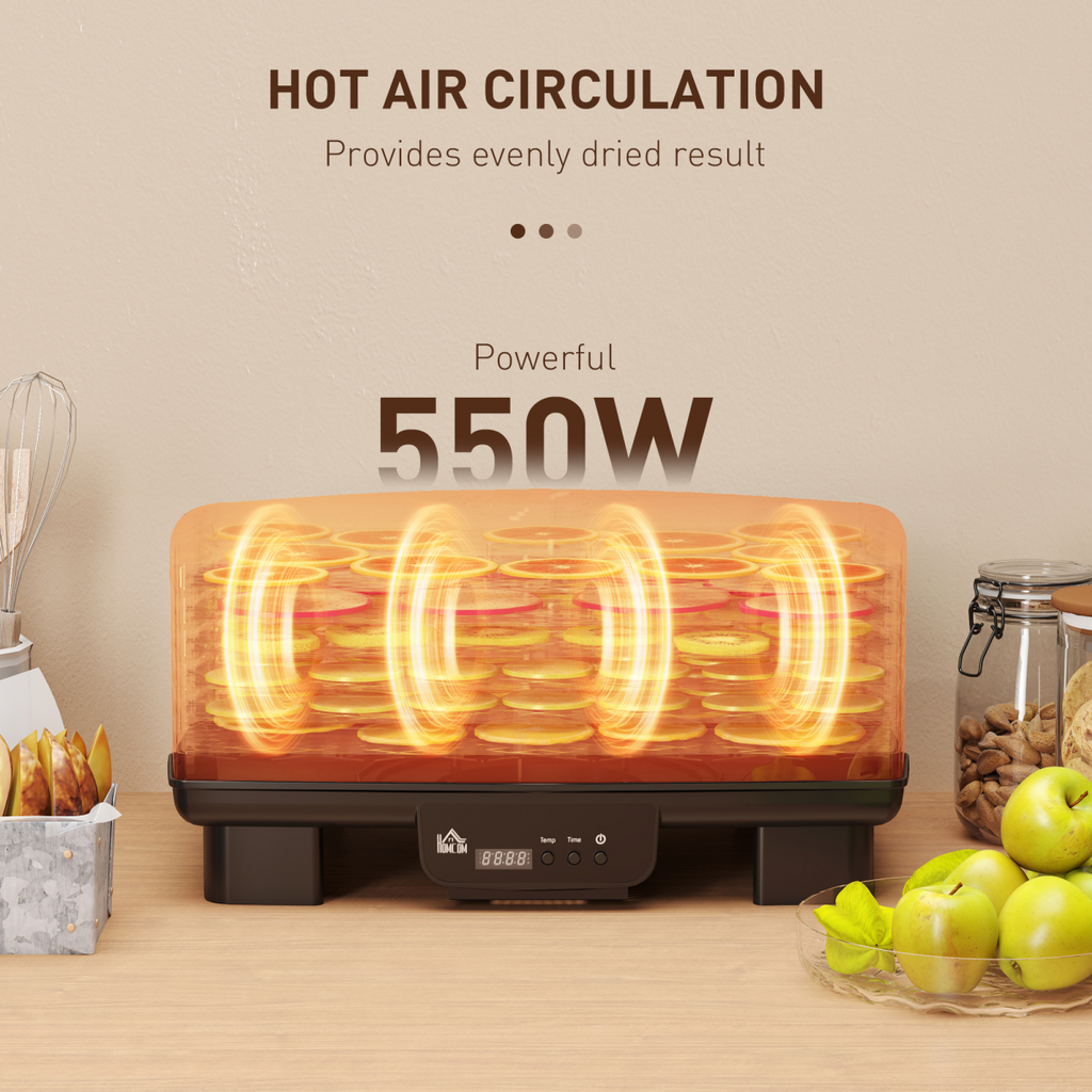 HOMCOM 6 Tray Food Dehydrator, Food Dryer Machine for Fruit Meat Vegetable