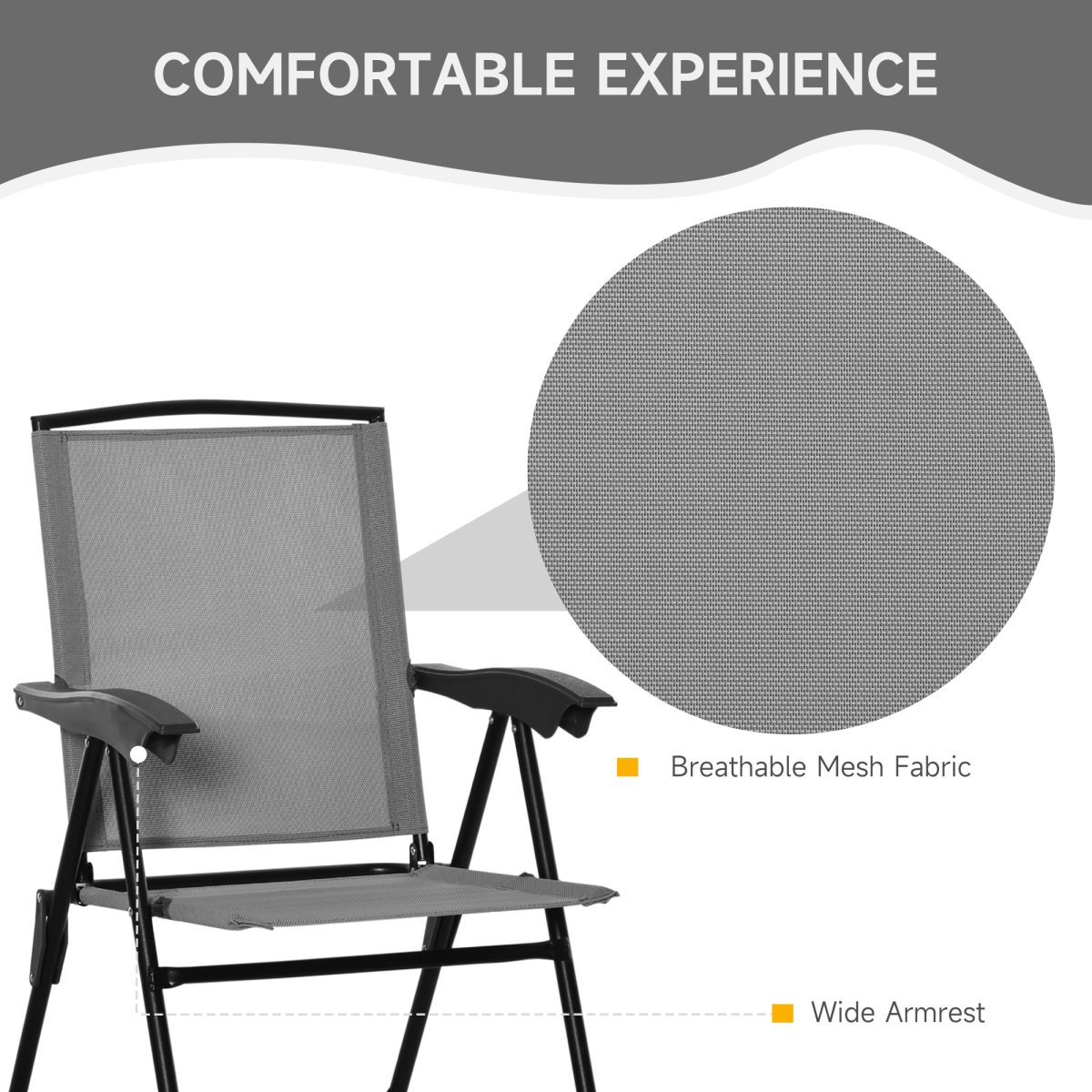 Patio Bistro Set Folding Chairs Garden Coffee Table for Balcony Grey Outsunny