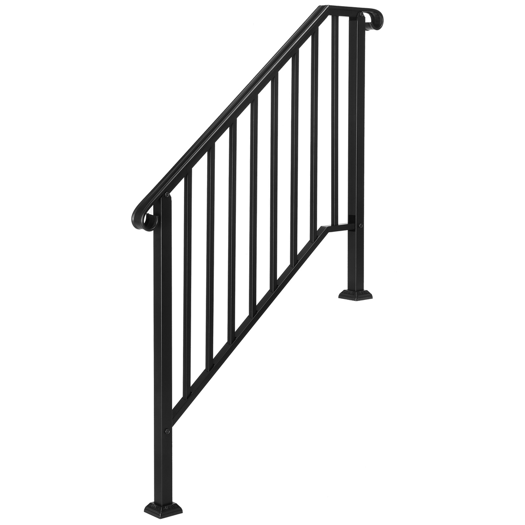 [Same Code：11384510 73142795]Artisasset Matte Black Outdoor 3 Level Iron Handrail