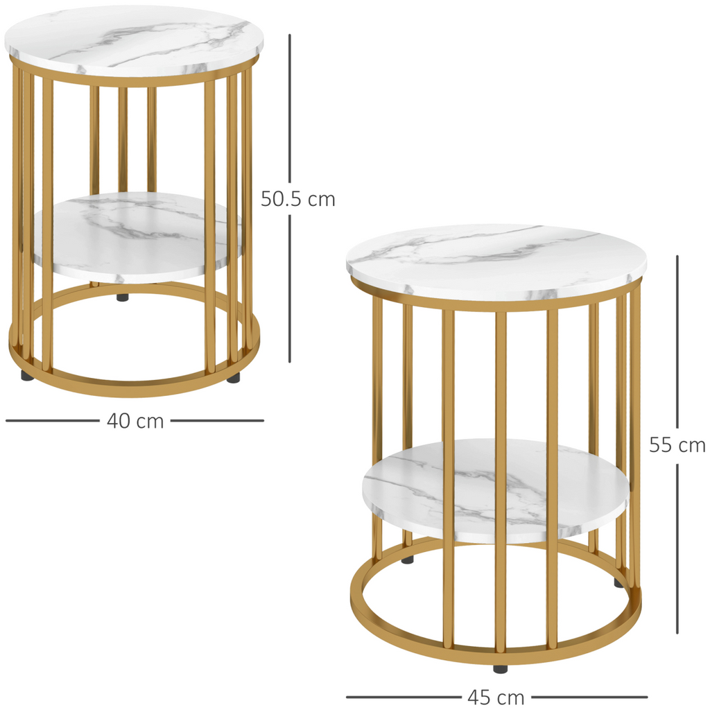 Elegant Marble-Effect Tables Set with Gold Tone Legs for Home & Office