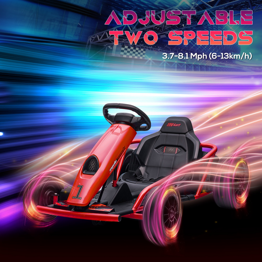 HOMCOM 24V Electric Go Kart for Kids with Music, Horn Honking, Slow Start