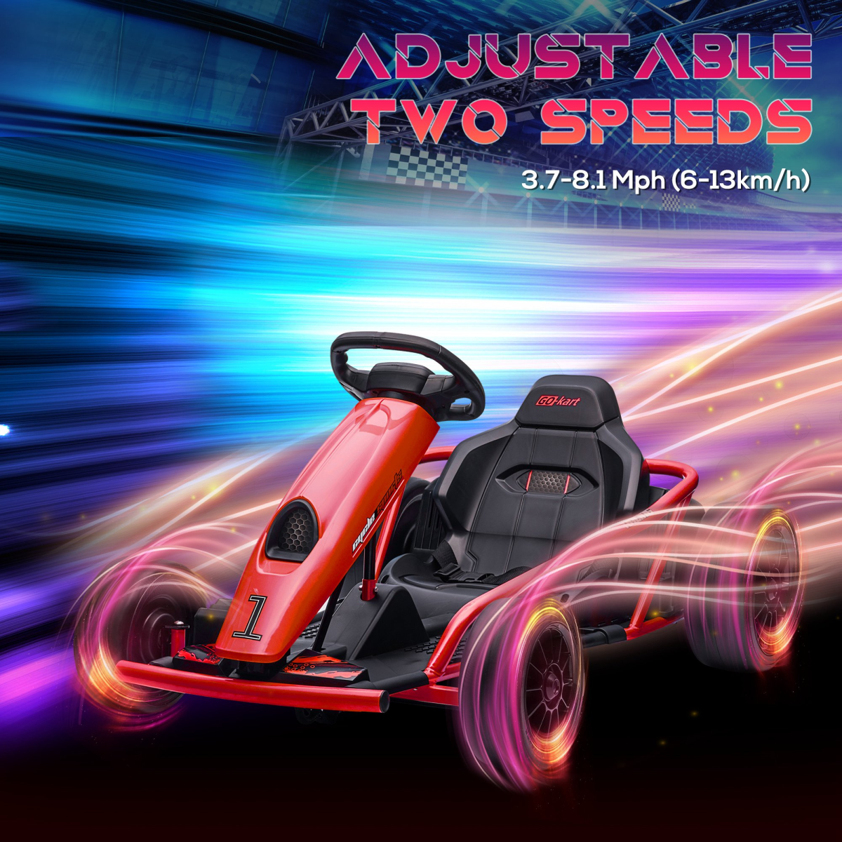 HOMCOM 24V Electric Go Kart for Kids with Music, Horn Honking, Slow Start