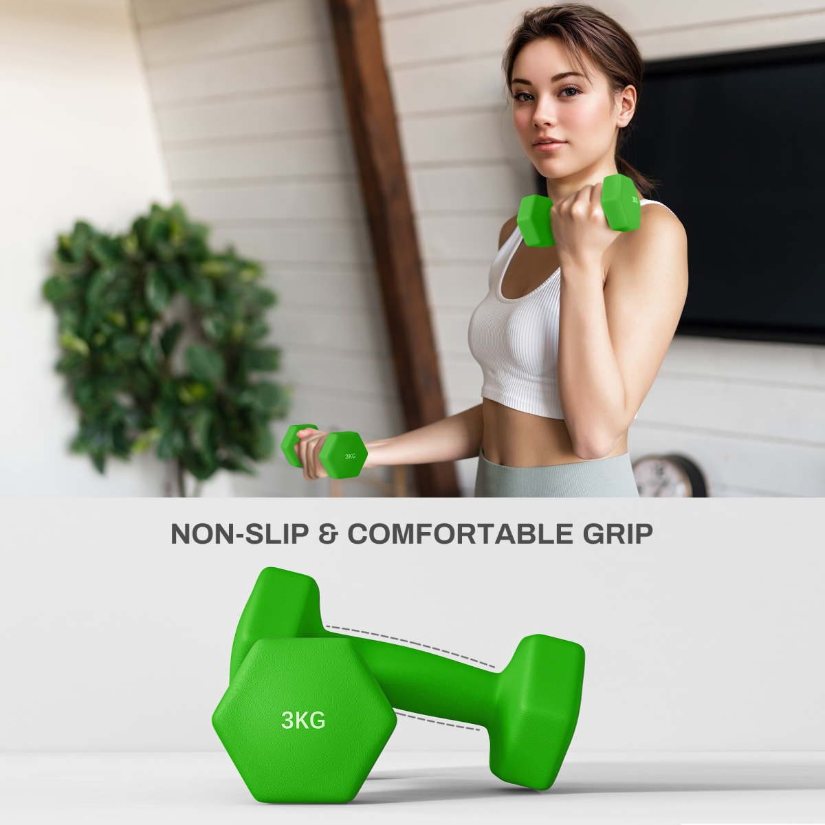 SPORTNOW Hex Dumbbells Set with Dumbbell Rack, 2 x 1kg, 2 x 2kg, 2 x 3kg