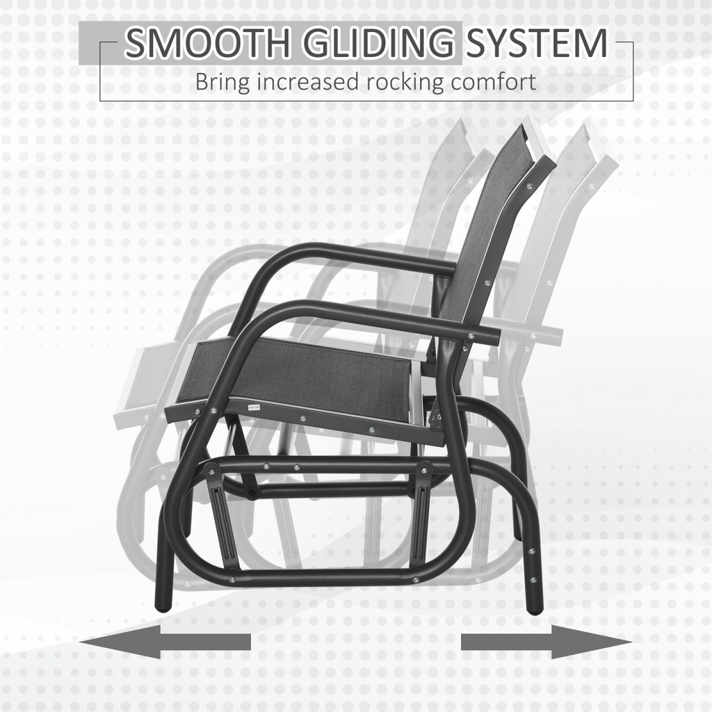 Outdoor Gliding Swing Chair Garden Seat w/ Mesh Seat Curved Back Steel Frame