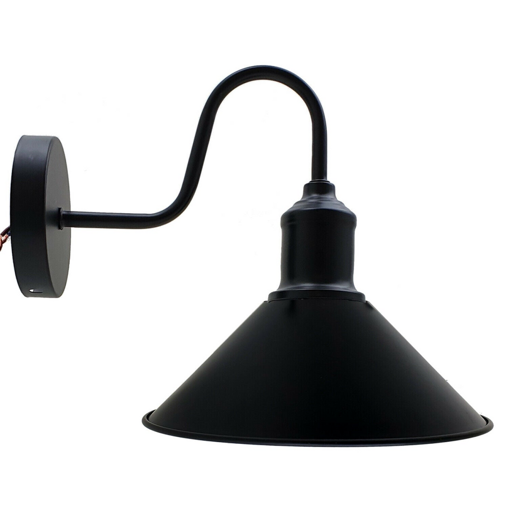Black Vintage Industrial E27 Wall Sconce with Swan Neck Wall Light ~2484