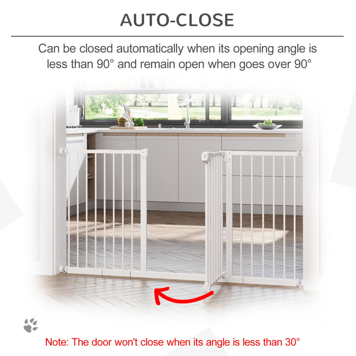 Adjustable Safety Gate 3 Extensions and Four Adjustable Screws, White PawHut
