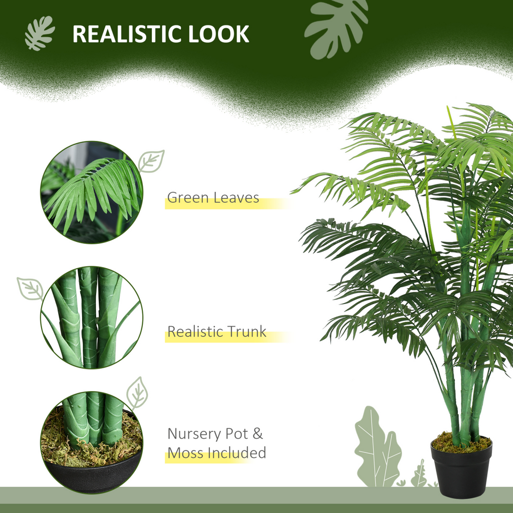 Artificial Palm Tree 18 Leaves with Nursery Pot, Fake Tropical Tree 125cm
