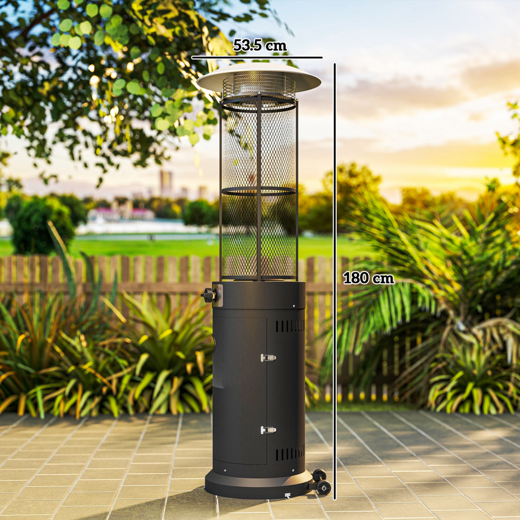 Outsunny 11 KW Gas Patio Heater, Propane Heater with Tip-Over Switch, Black