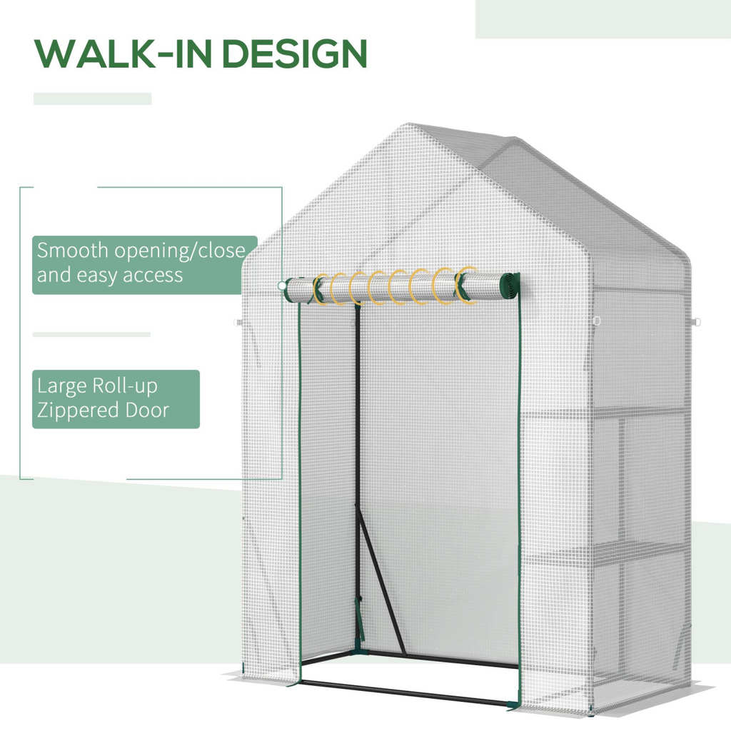 Greenhouse for Outdoor, Portable Gardening Plant Grow House with Shelf Outsunny