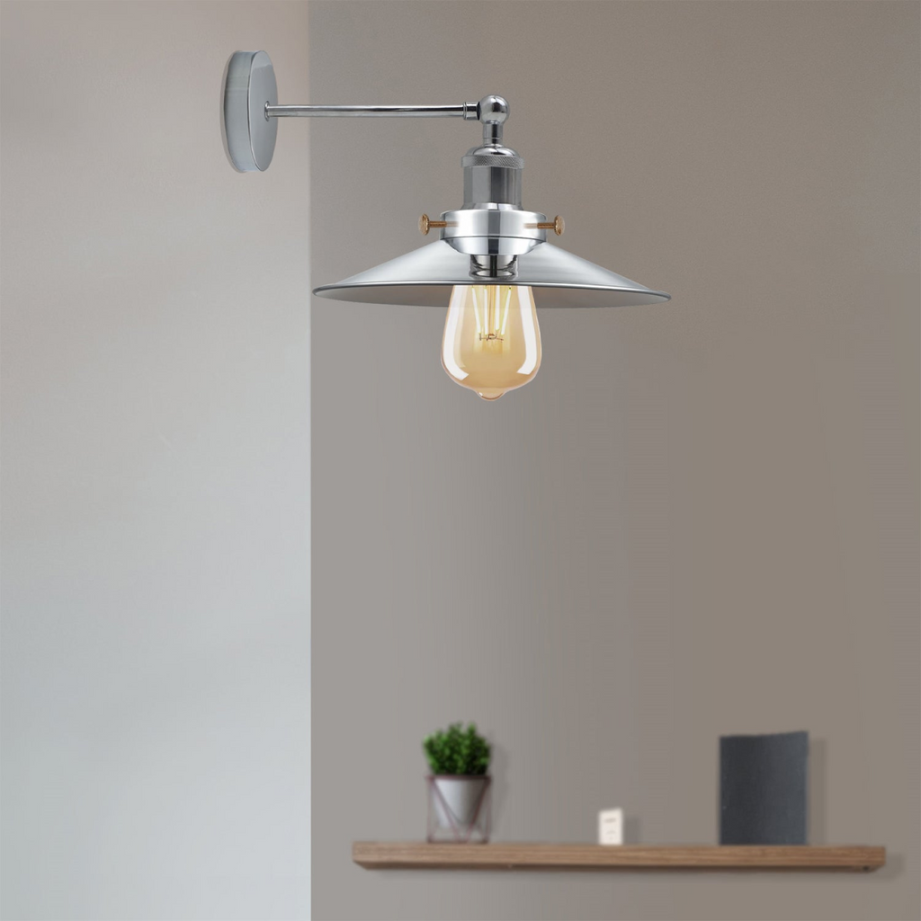 Satin Nickel Vintage Industrial E27 Adjustable Metal Sconce Wall Light ~2112