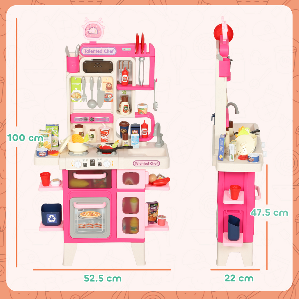 AIYAPLAY Kids Pretend Role Play Set with Realistic Lights & Sounds, Pink