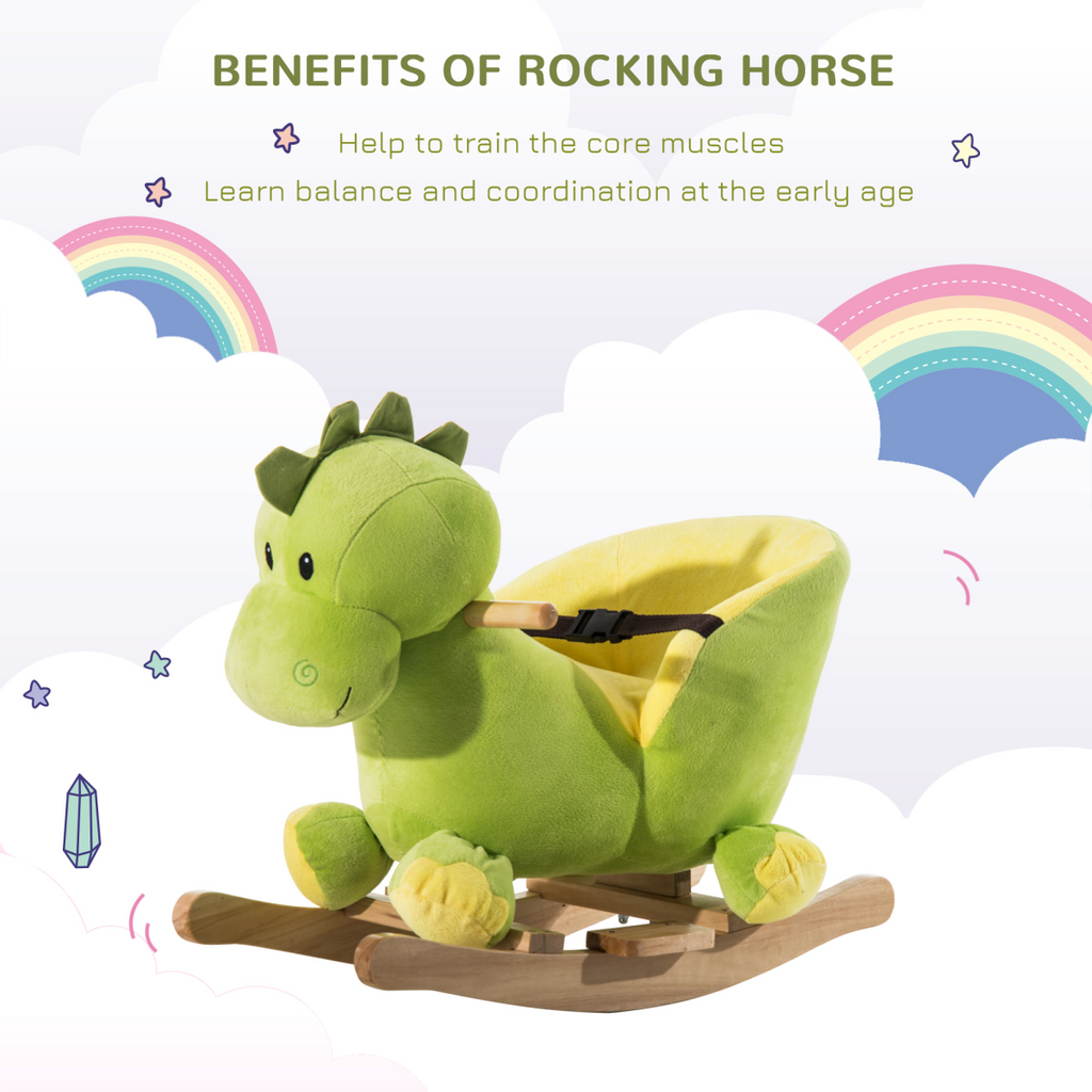 Kids Rocking Horse, Ride-On Horse Toy with 32 Songs, for Ages 18+ Months - Green
