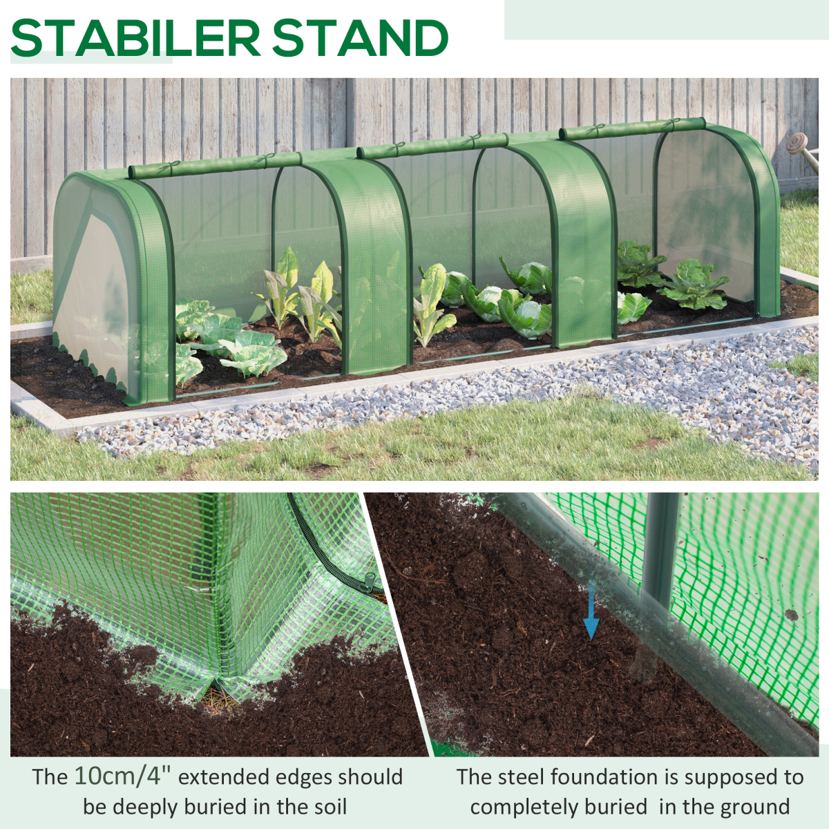 Tunnel Greenhouse Green Grow House Steel Frame Garden Backyard with Zipped Doors