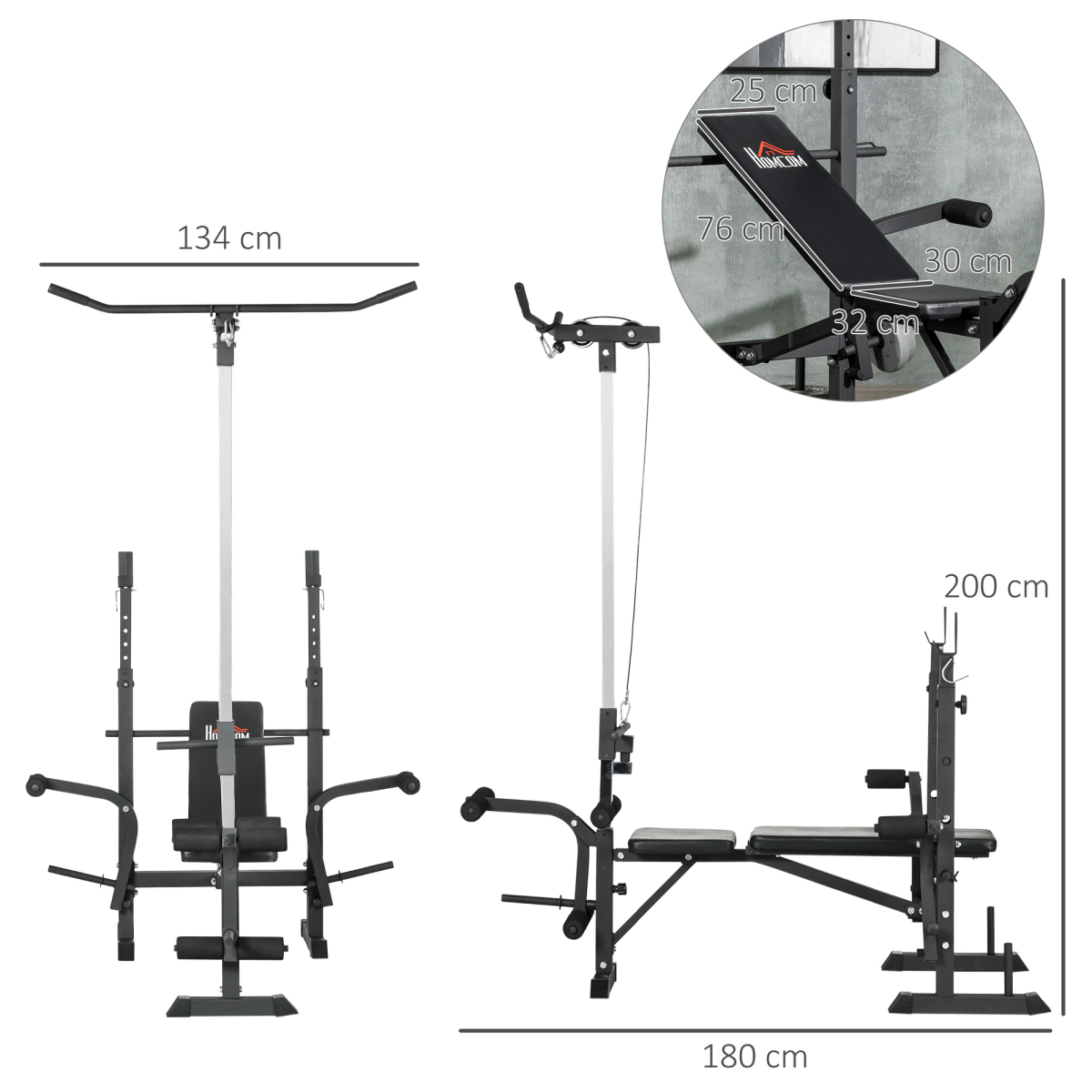 HOMCOM Adjustable Weight Bench Multifunction Full Body Workout Bench
