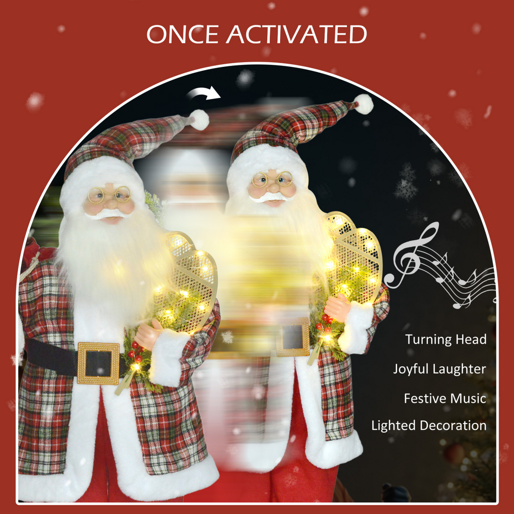 HOMCOM 133cm Animated Santa Claus with Sound Activated Festive Music for Party