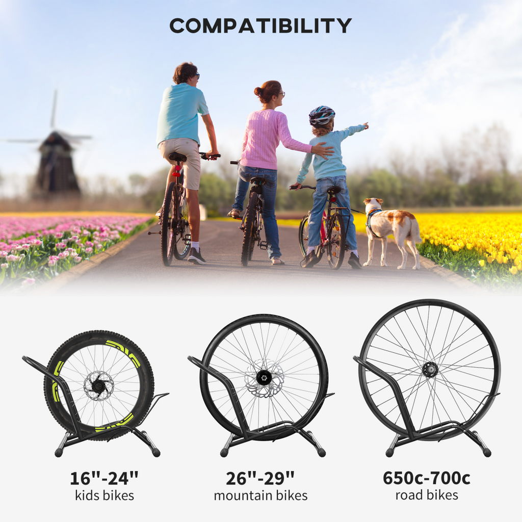 SPORTNOW Bike Stand Bicycle Storage Rack for Indoor Garages Flat Use