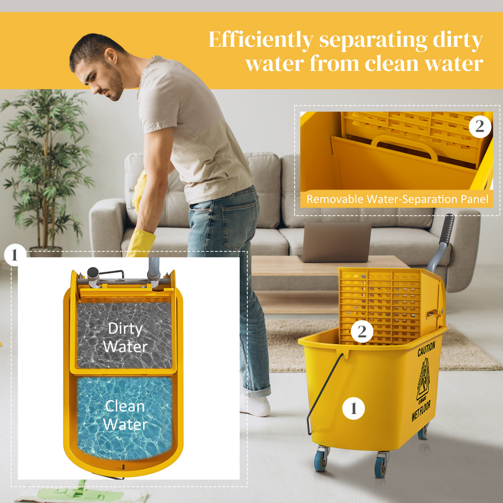 Mop Water Bucket Wringer Cart