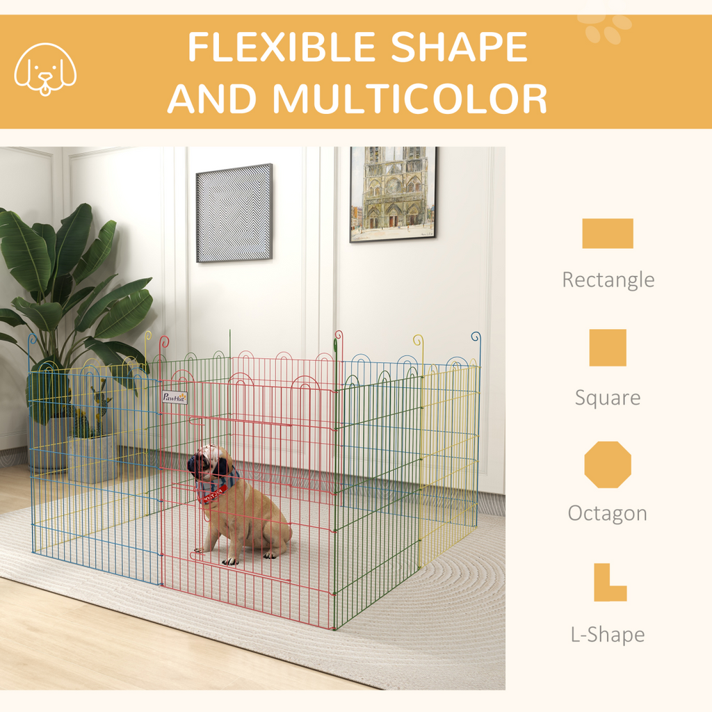 PawHut Pet Playpen Dog Puppy Crate Kennel w/ Door, 60H x Φ156cm