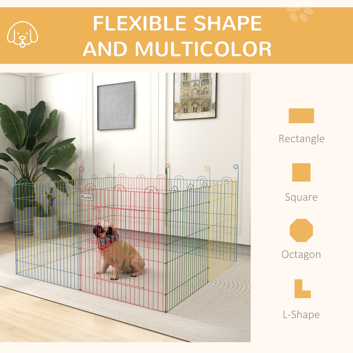 PawHut Pet Playpen Dog Puppy Crate Kennel w/ Door, 60H x Φ156cm