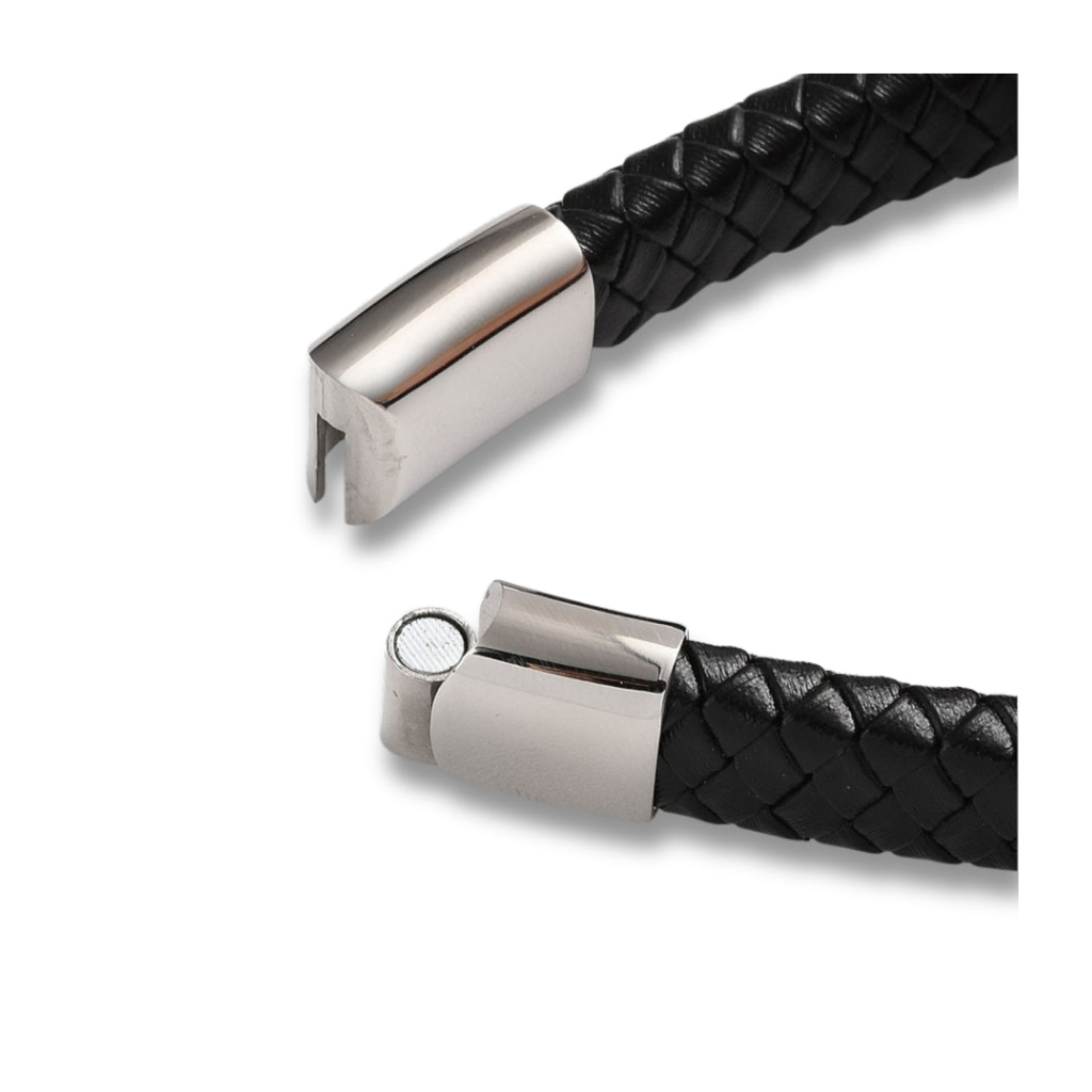 X Men's Black Leather Bracelet