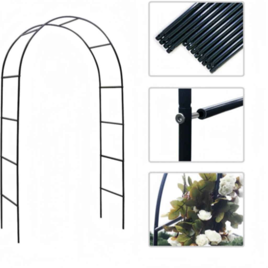 7.9FT Garden Arch Trellis Arched Balloon Climbing Plant Metal Tubular Archway