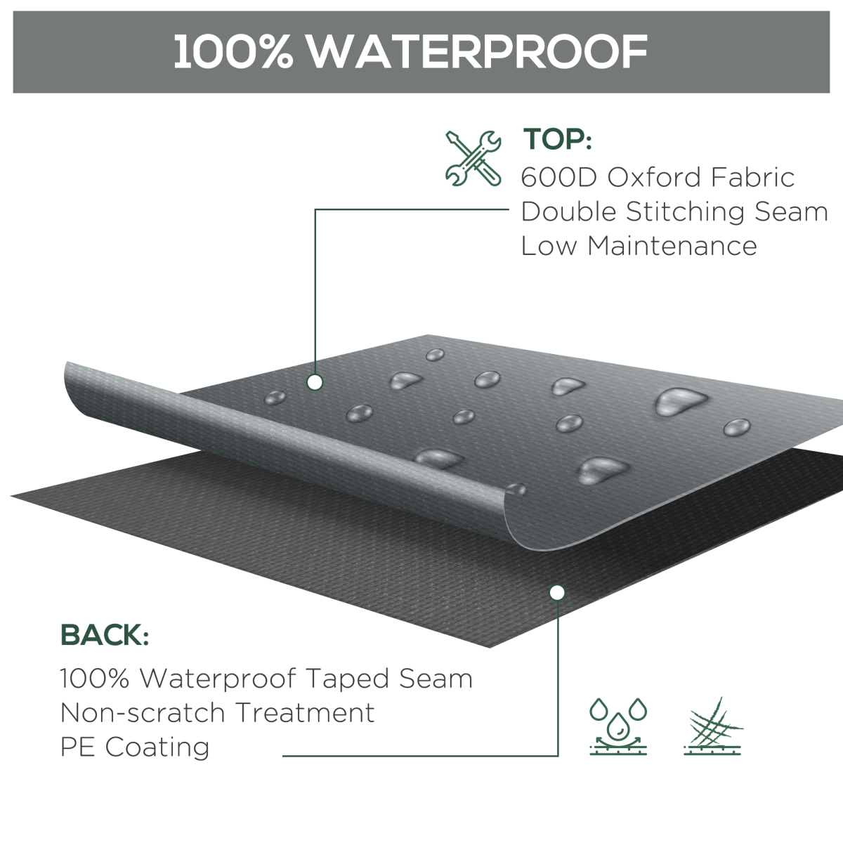 205x192cm Garden Furniture Cover Water UV Resistant Oxford Fabric Grey