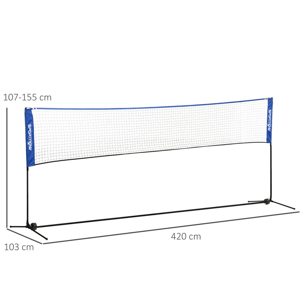 SPORTNOW 4m Badminton Net, Adjustable Sports Net for Tennis, Volleybal, Blue