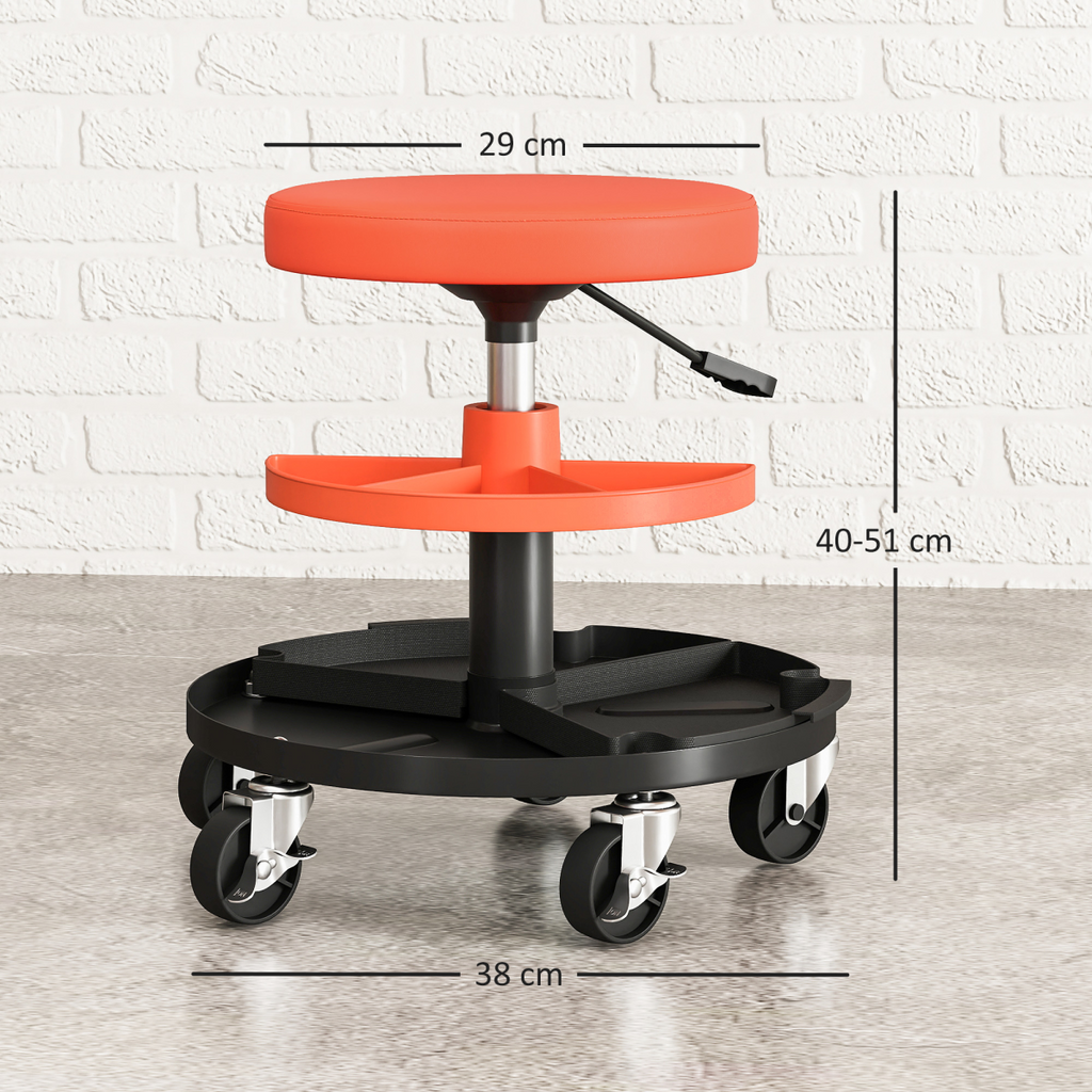 HOMCOM Rolling Mechanic Stool, 135kg Capacity Workshop Stool, Yellow
