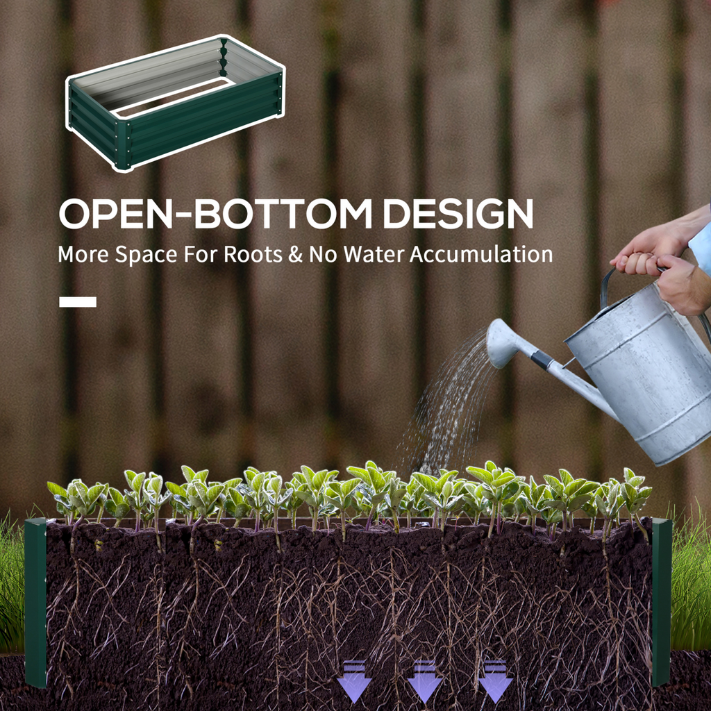 Raised Garden Bed Steel Planter Growing Box for Vegetables Flowers Green