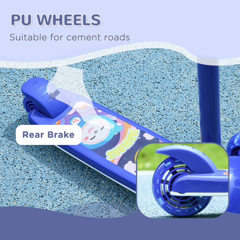 AIYAPLAY Kids 3 Wheel Scooter for 2-6 Years Old with Adjustable Height, Blue