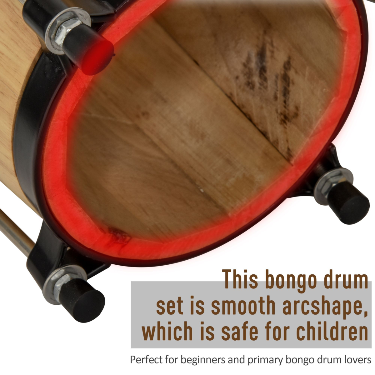 Wooden Bongo Drum Set with Sheepskin Drum Head 7.75" & 7" Tuning Wrench HOMCOM