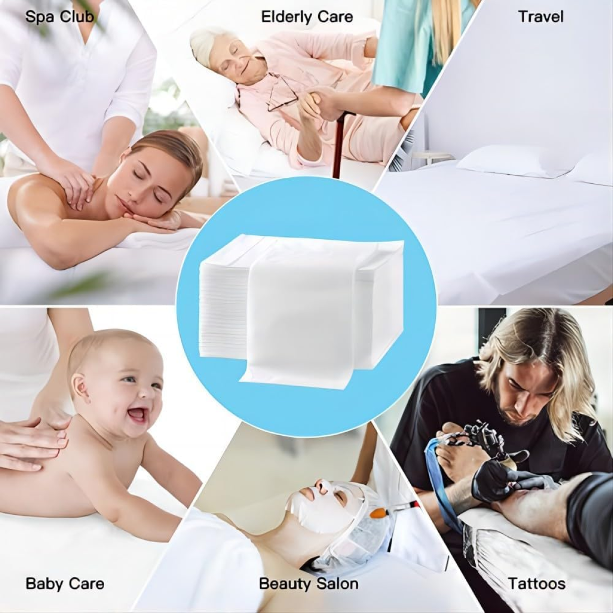 Disposable Massage Bed Face Covers, Non-Woven Fabric of Beauty Chair Sheets