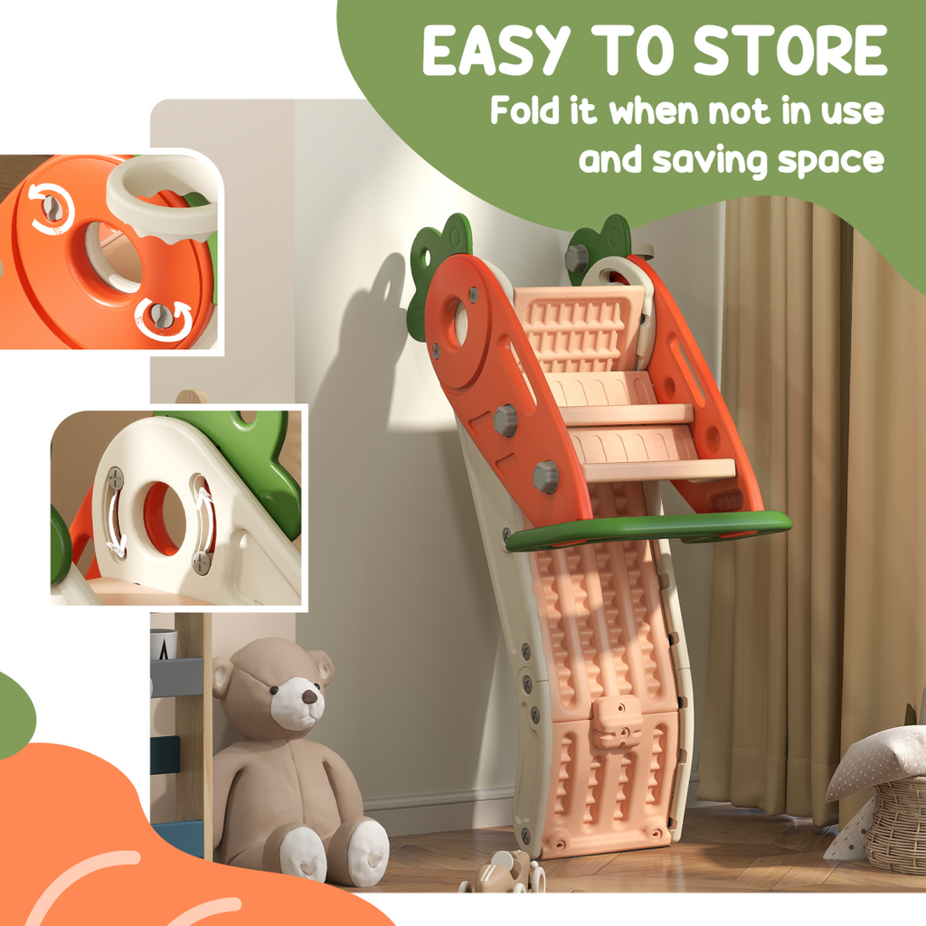 AIYAPLAY 3 in 1 Kids Slide, Carrot-themed Foldable Indoor Slide for 1-3 Years