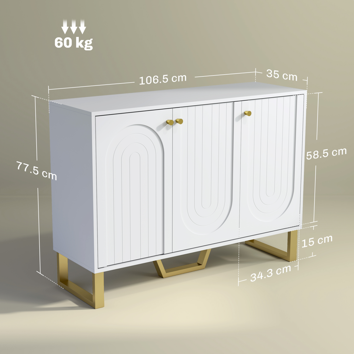 HOMCOM Sideboard with Adjustable Shelves & Doors for Living Room, White