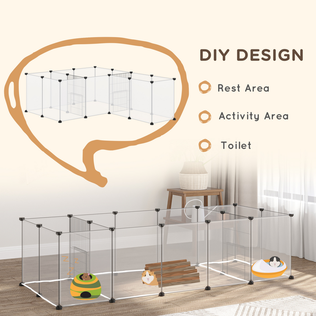 Pet Playpen, 18 Panels DIY Small Animal Cage for Guinea Pigs Hedgehogs