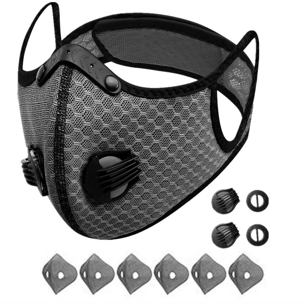 Reusable Half Face Cover Mask with Filter Cycling Outdoor Sport Face Mask Grey