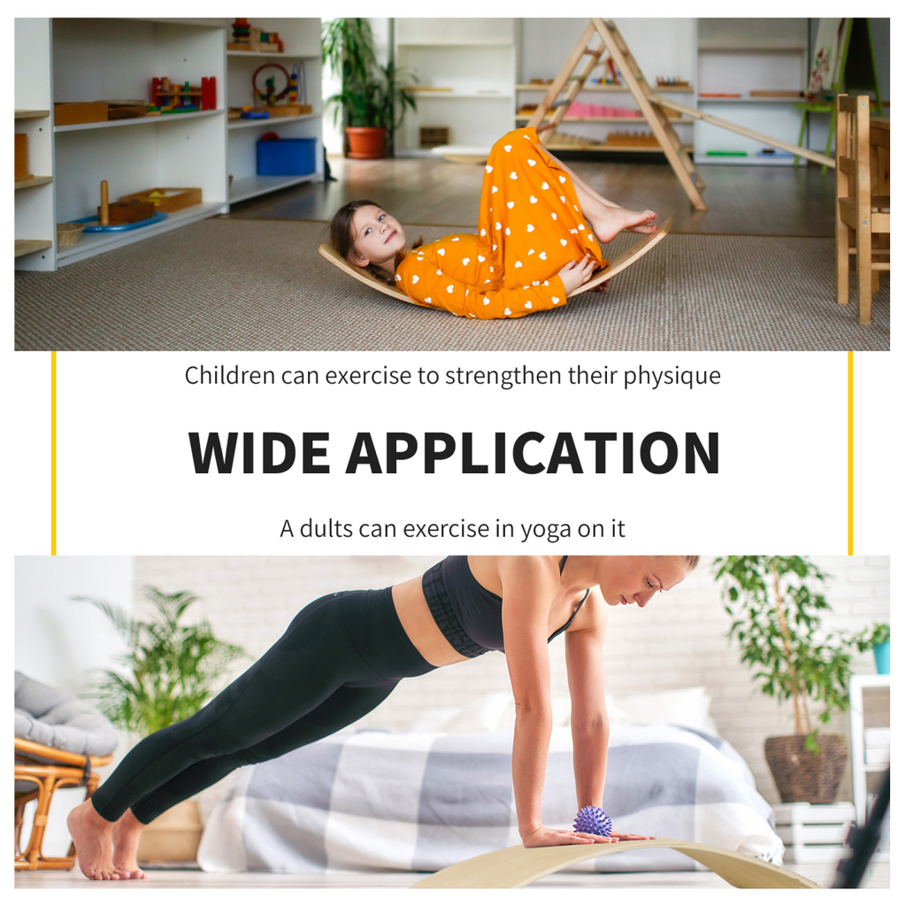 HOMCOM Wood Wobble Board with Ropes, Baby Rocker Balance Board for Kids, Adults