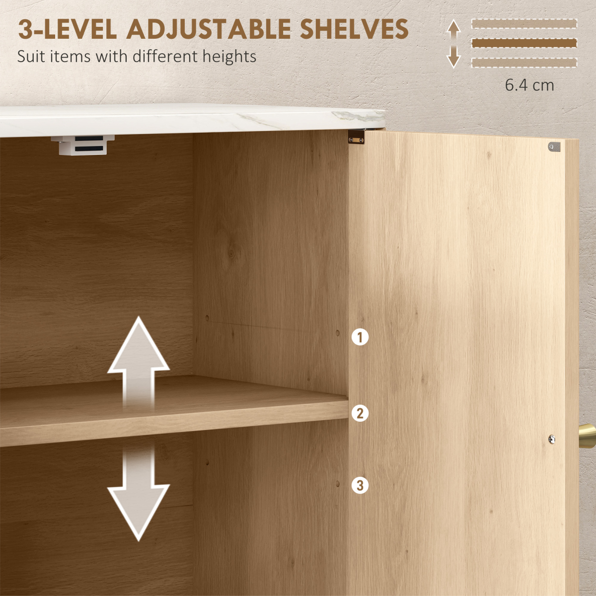 HOMCOM Bathroom Wall Cabinet with Adjustable Shelf and Open Shelf, Oak
